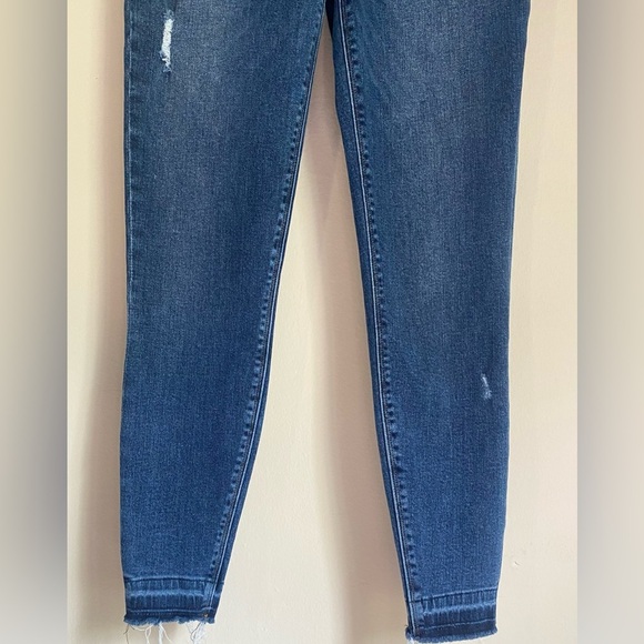 SPANX Distressed Ankle Skinny Jeans in Medium Wash Denim - Picture 10 of 13